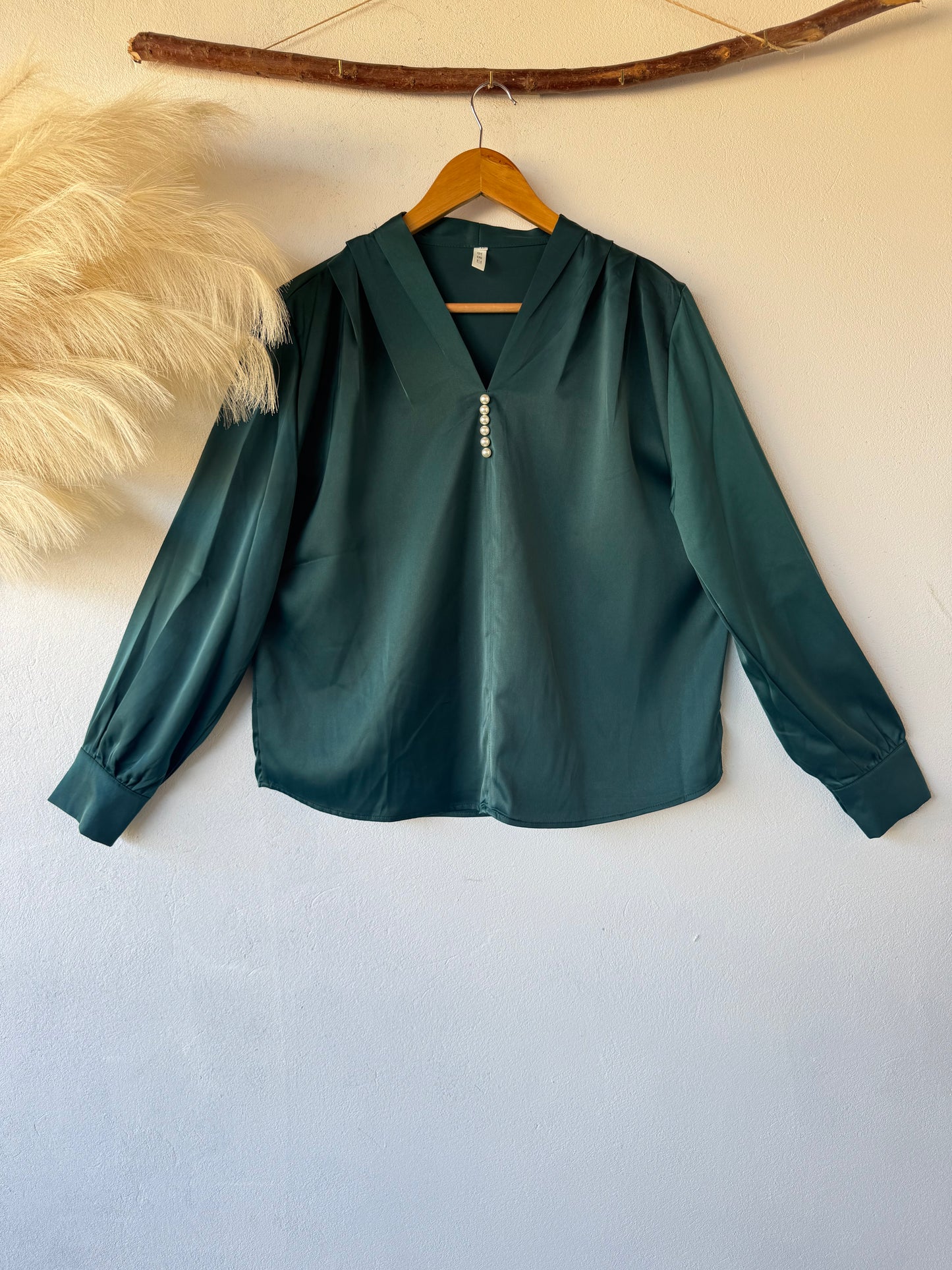 Blusa Satinada Verde Esmeralda