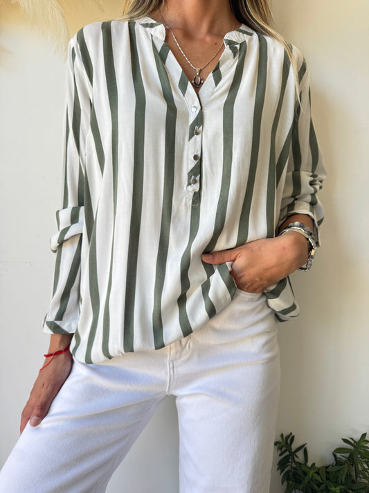 Blusa Rayas Verde y Blanco