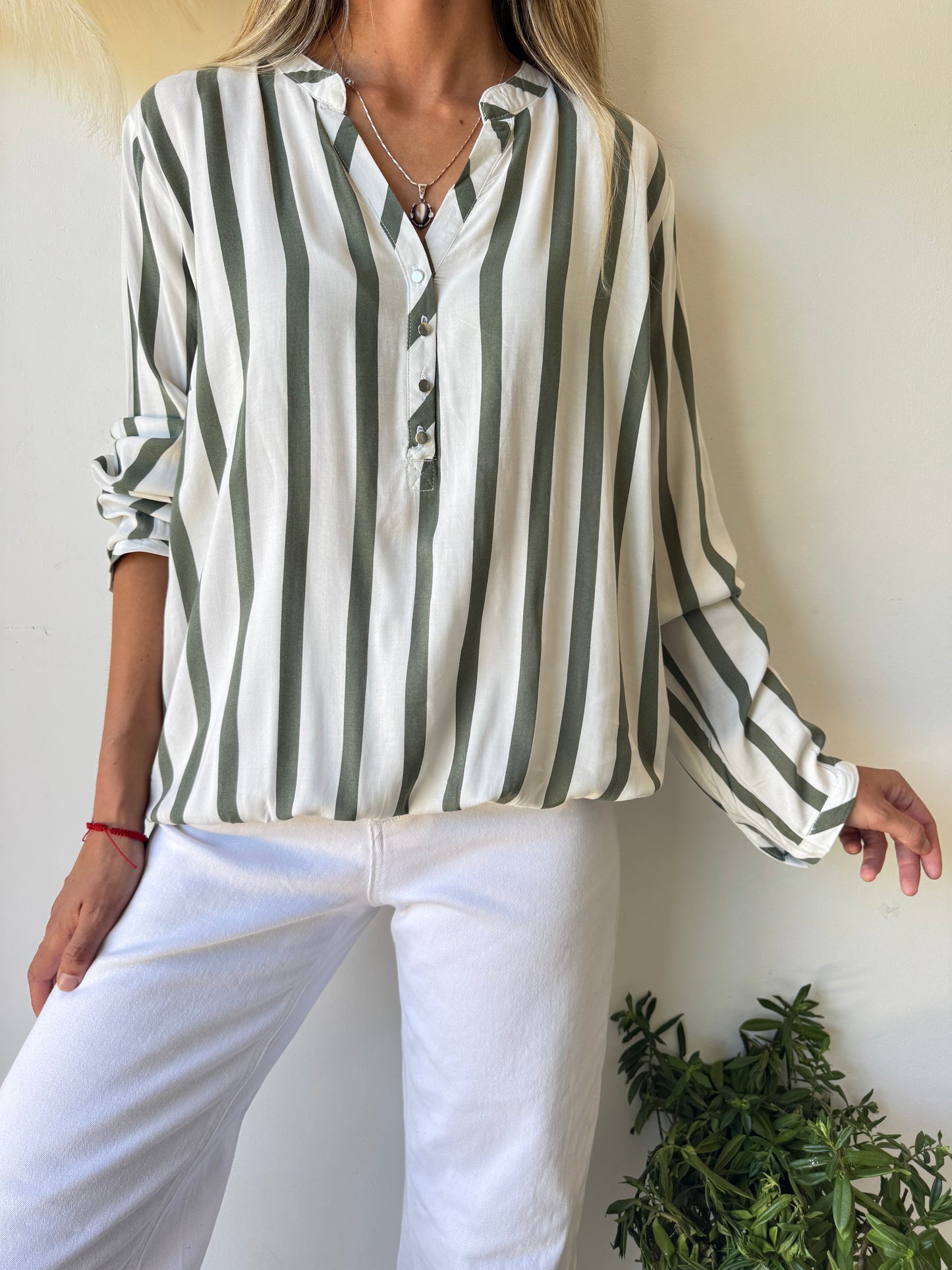 Blusa Rayas Verde y Blanco