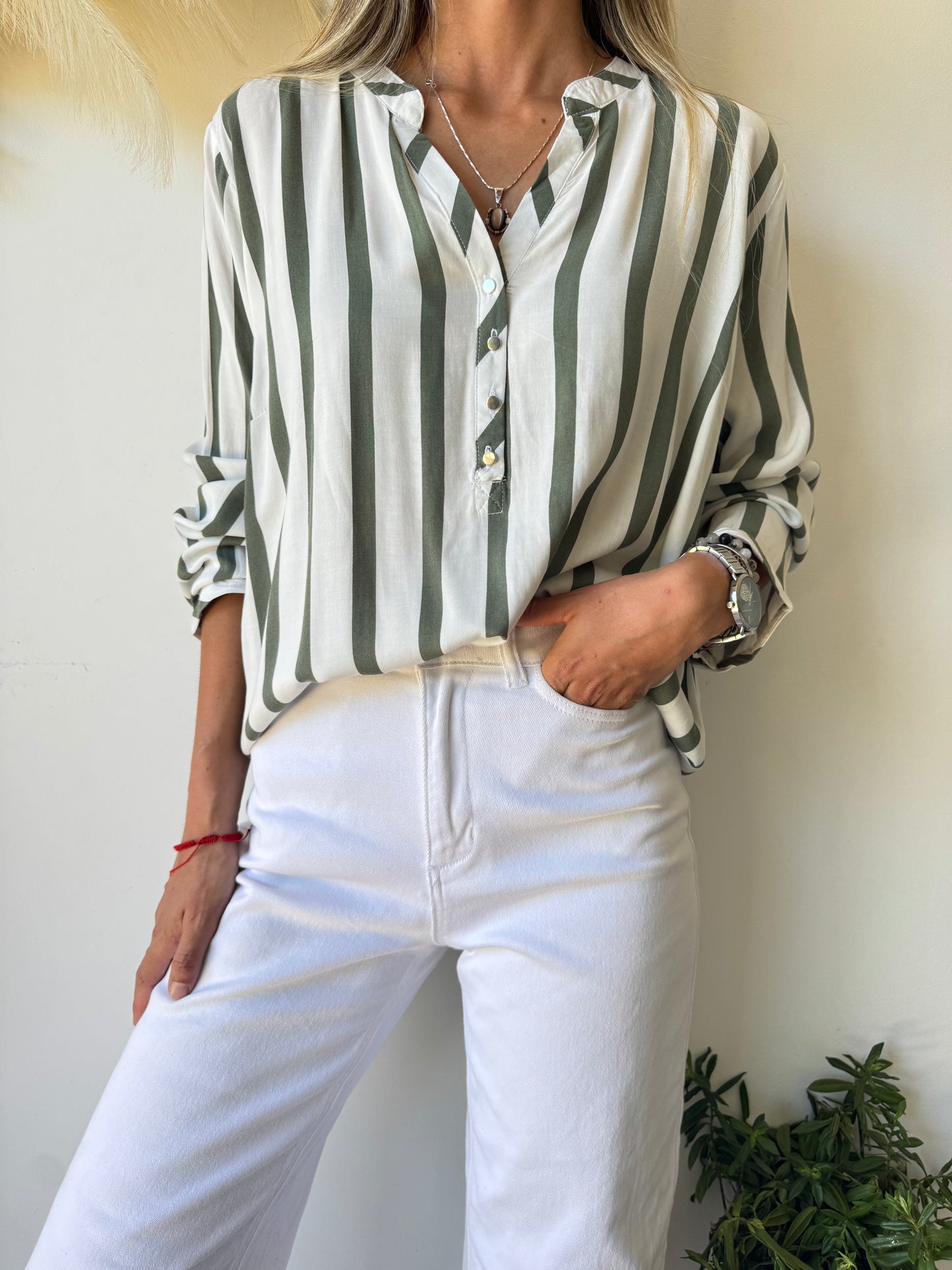 Blusa Rayas Verde y Blanco