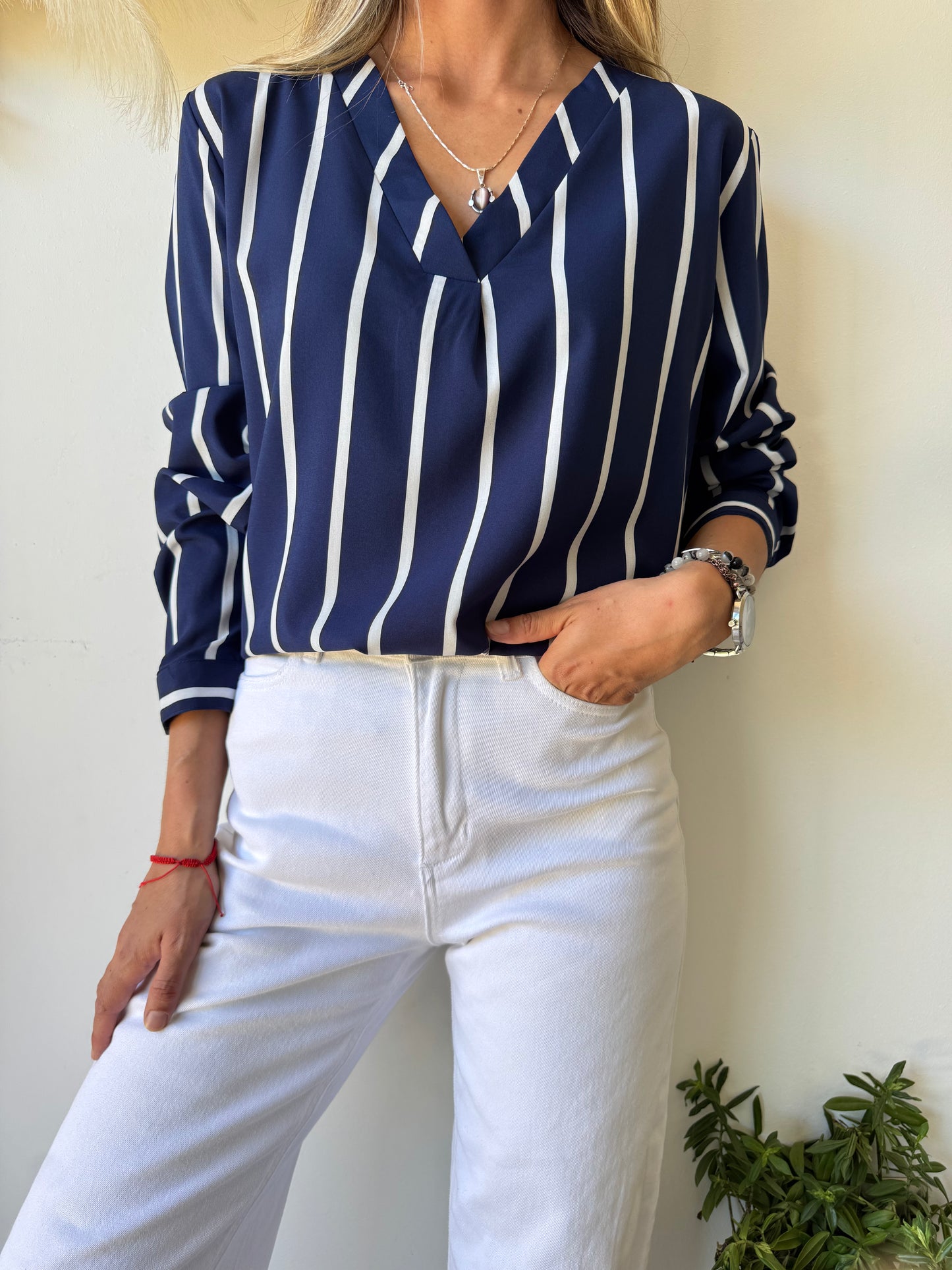 Blusa Rayas Azul Marino y Blanco