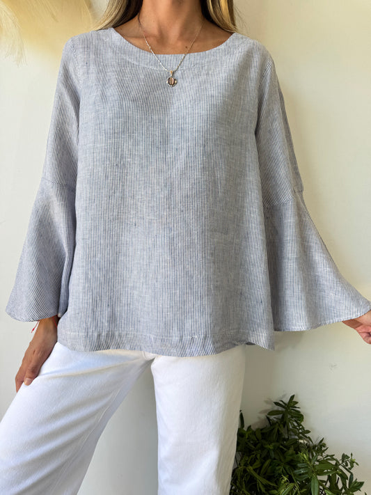 Blusa Lino con Mangas Amplias