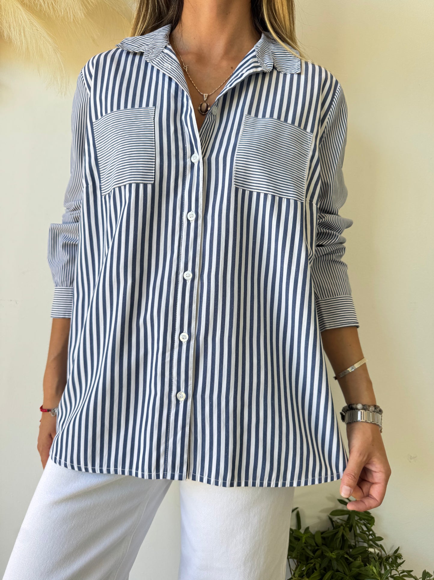 Blusa a Rayas Azul y Blanco