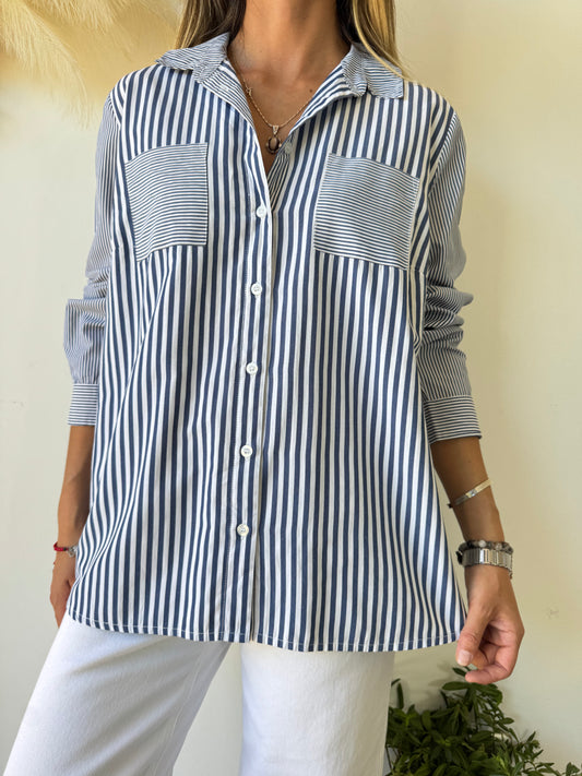 Blusa a Rayas Azul y Blanco