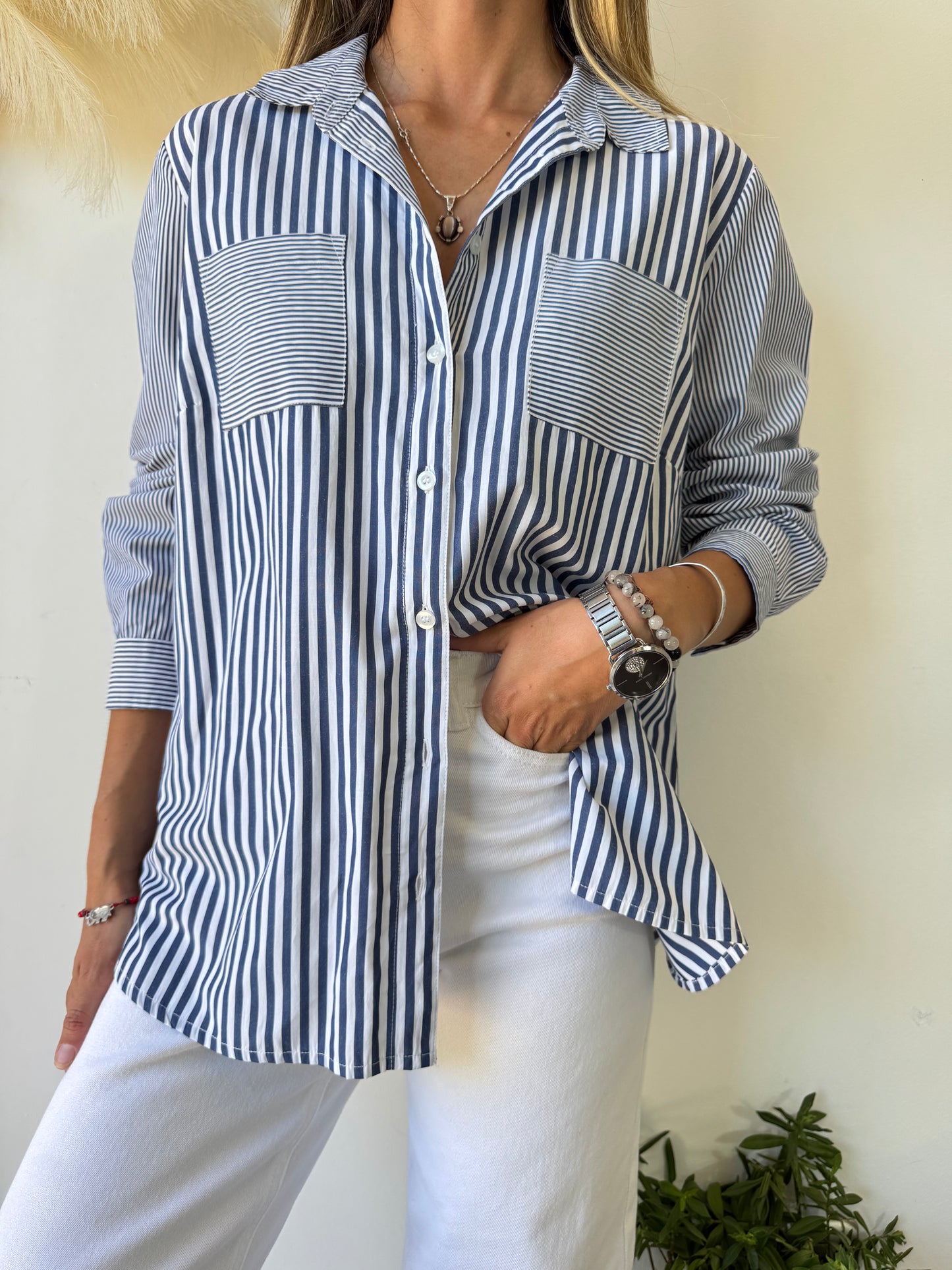 Blusa a Rayas Azul y Blanco