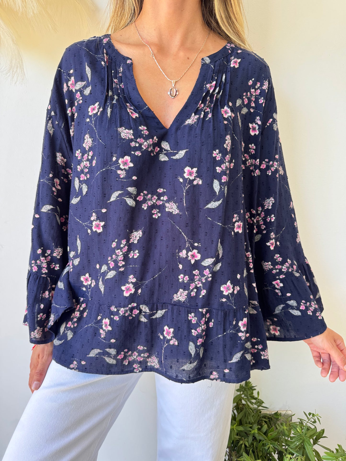 Blusa Azul Floral