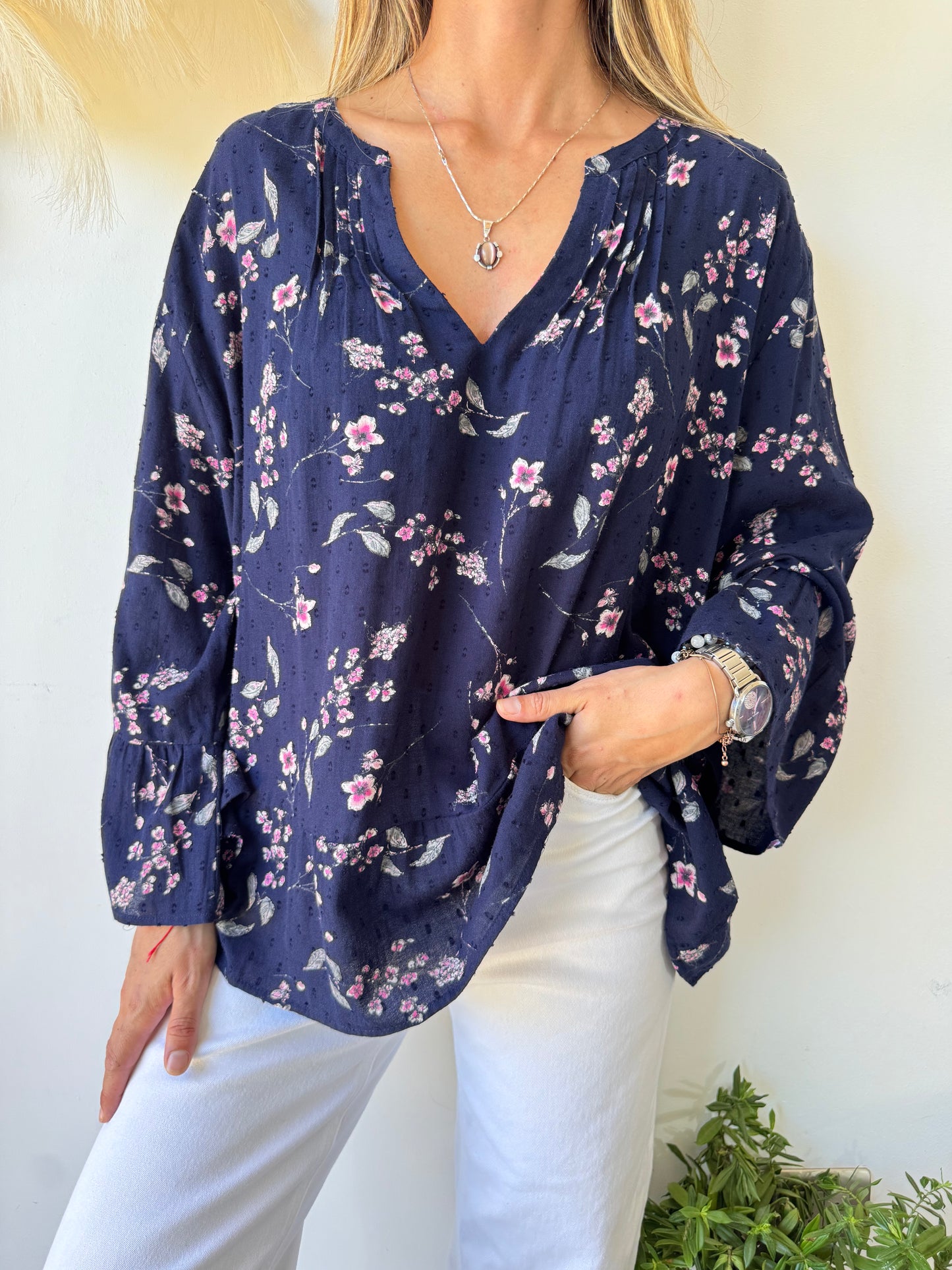Blusa Azul Floral