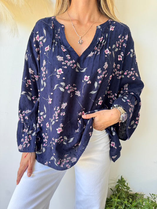 Blusa Azul Floral